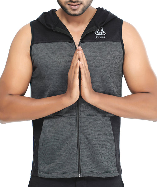 Black Charcoal Grey Sleeveless Hoodie