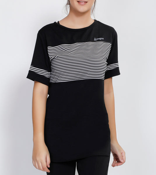 Black White Stripes Long T-Shirt